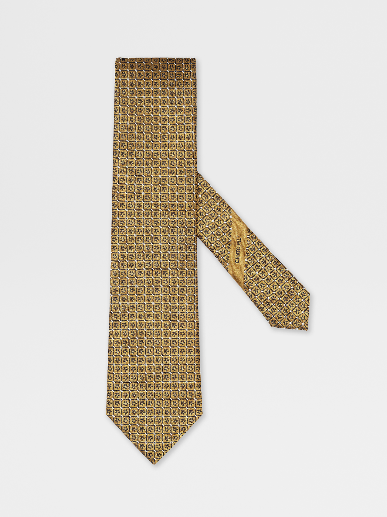 Yellow CENTO FILI Silk Jacquard Tie